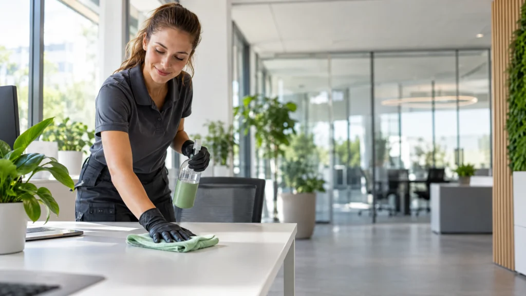 Ressourcenschonende Gebäudereinigung in einem modernen Büro in Frankfurt